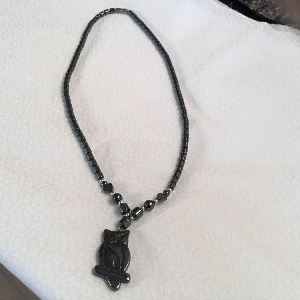 Hematite Bead Necklace with Own Pendant - Picture 1 of 8